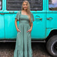 Sage Evergreen Smocked Maxi - She Chester