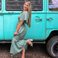 Sage Evergreen Smocked Maxi - She Chester