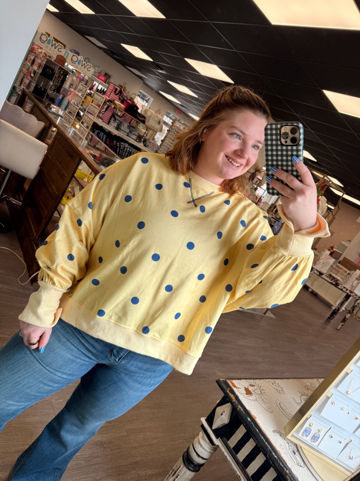 Salted Butter Polka Dot Crewneck - She Chester