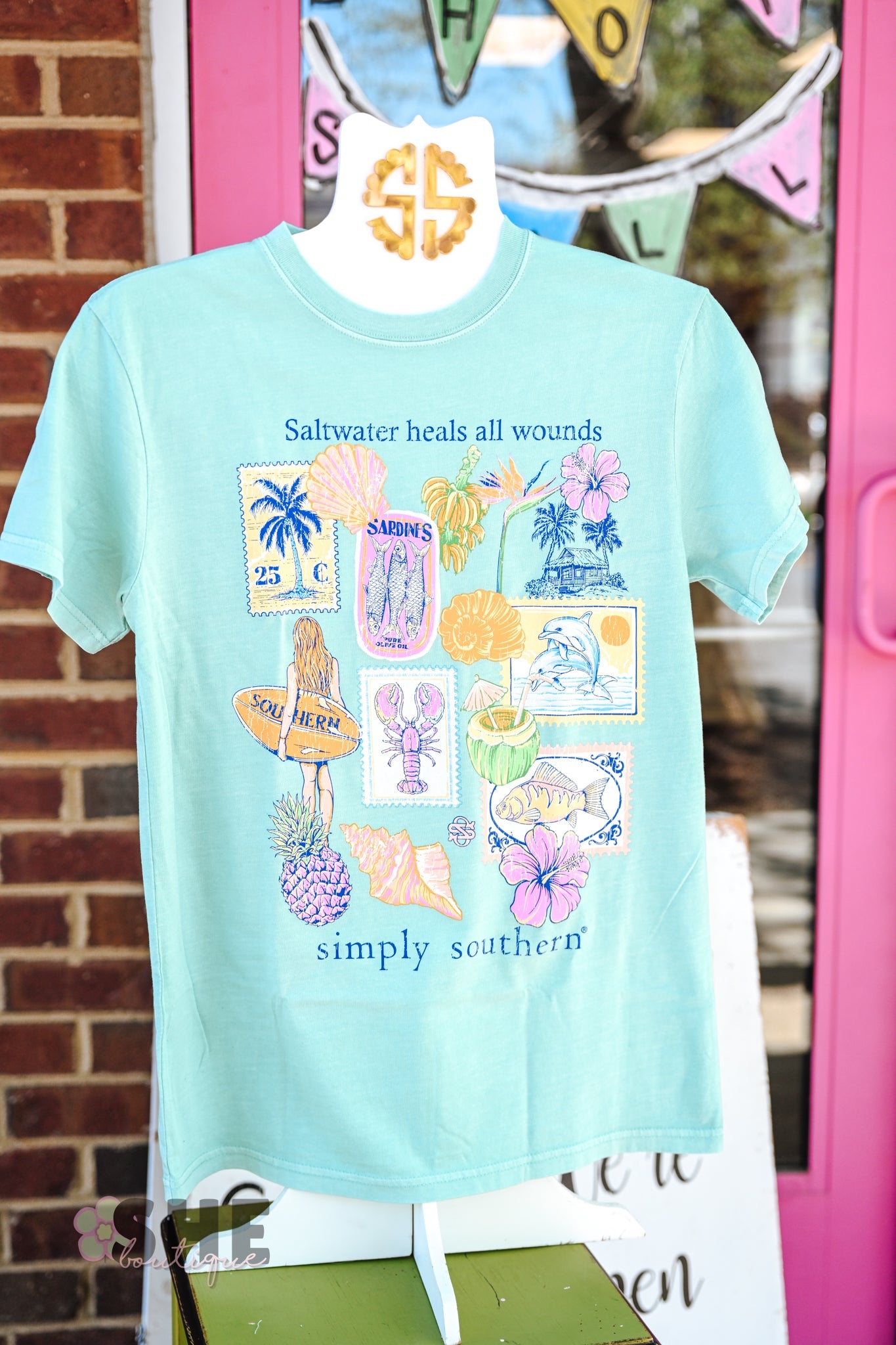 Salty Stamps Mineral Wash Tee - She Chester