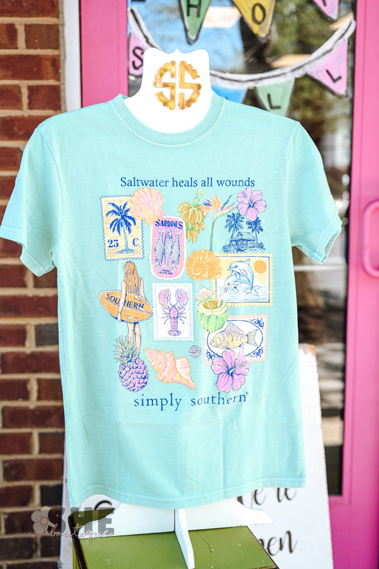 Salty Stamps Mineral Wash Tee - She Chester