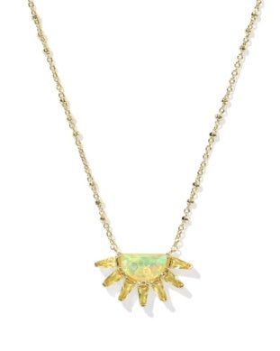 SAMANTHA SUN SHORT PENDANT NECKLACE GOLD YELLOW OPALESCENT RESIN - She Chester