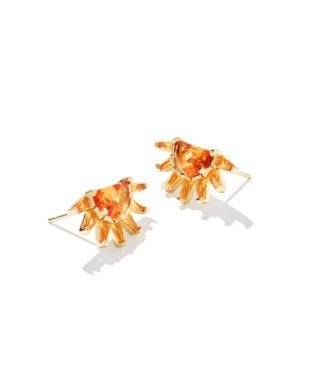 SAMANTHA SUN STUD EARRINGS GOLD ORANGE GLASS - She Chester