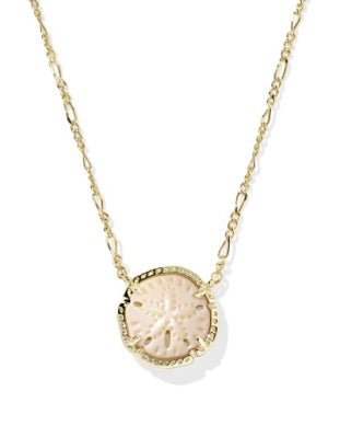 SAND DOLLAR SHORT PENDANT NECKLACE GOLD NATURAL MOTHER OF PEARL - She Chester