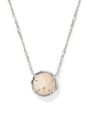 SAND DOLLAR SHORT PENDANT NECKLACE SILVER NATURAL MOTHER OF PEARL - She Chester