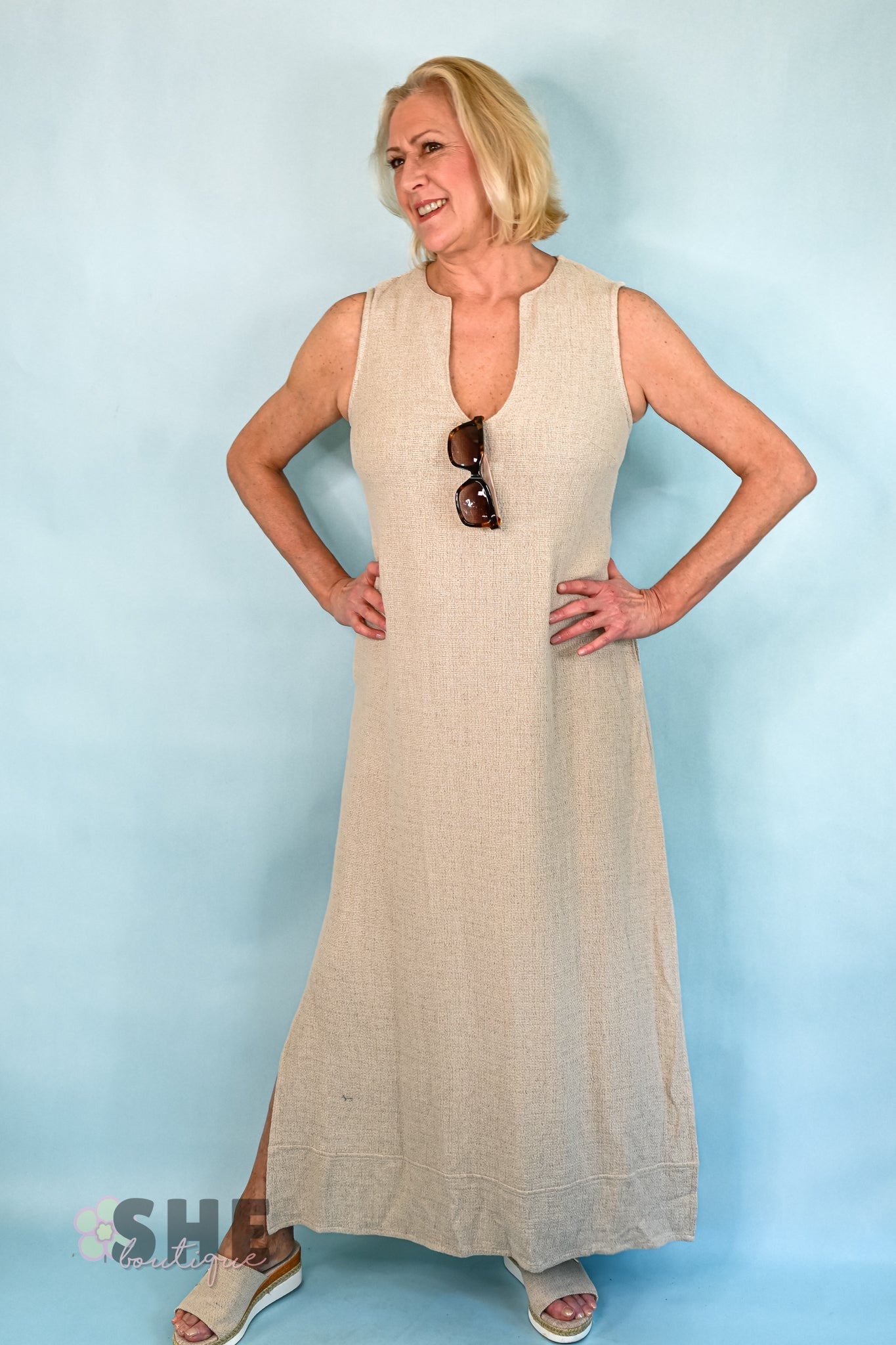 Sandy Shores Long Linen Dress - She Chester