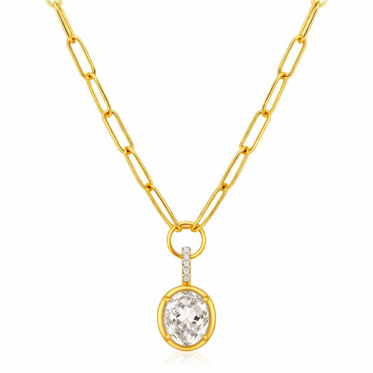Santina Oval Pendant Necklace - She Chester