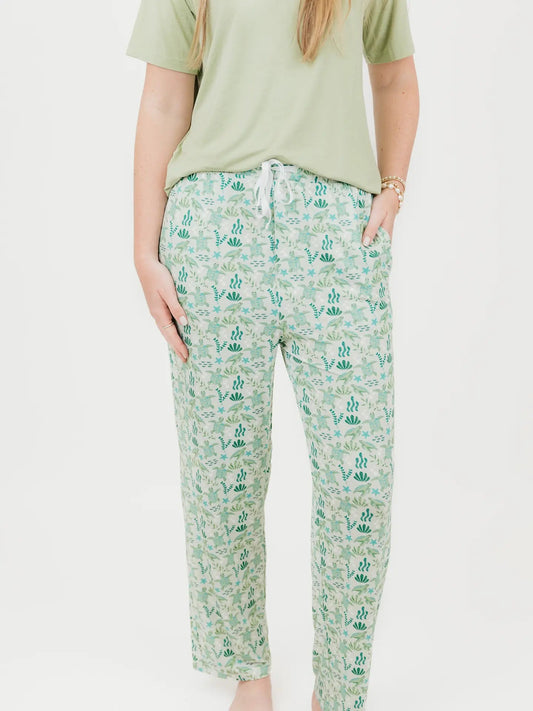 Save the Sea Turtles Bamboo Relaxed Lounge Pajama Pants - She Chester