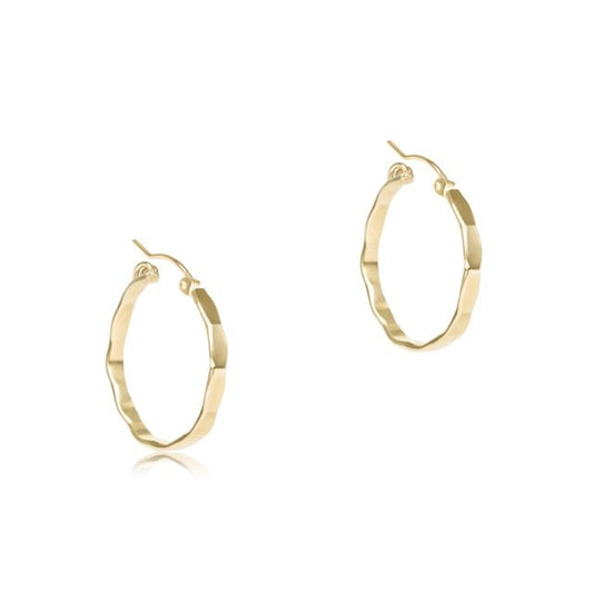 Scalloped Round Gold 1.25" Hoop - Smooth - She Chester