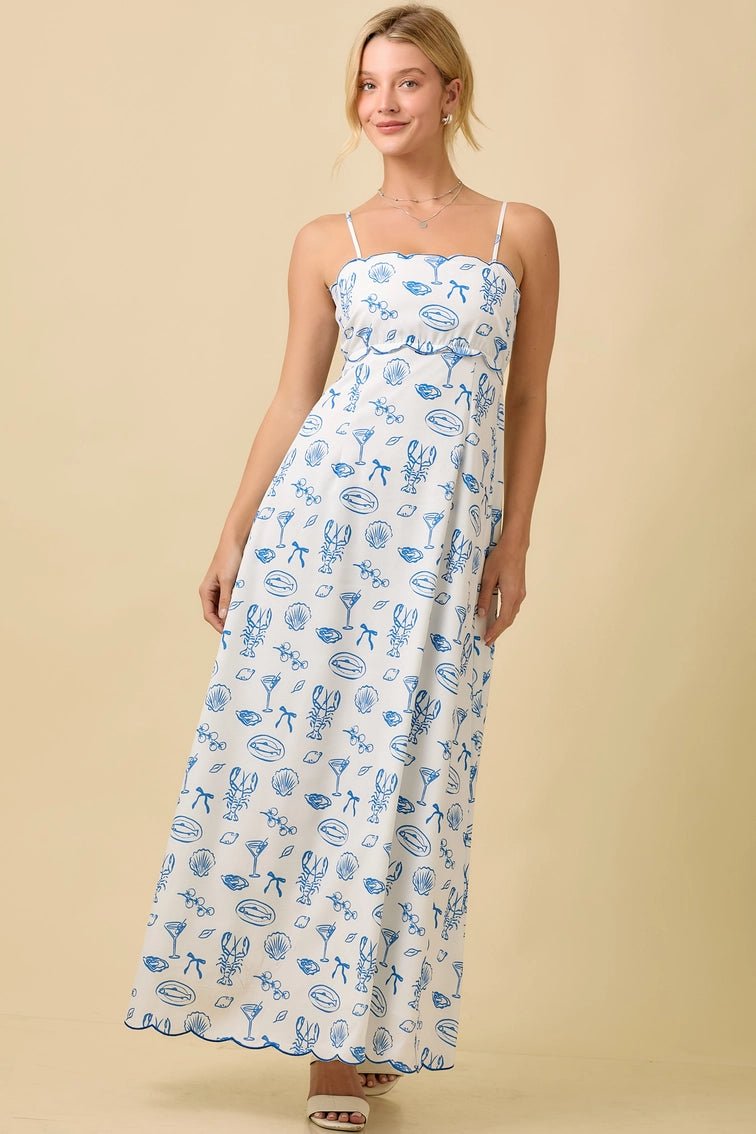 Scalloped Sea Midi Dress - She Chester