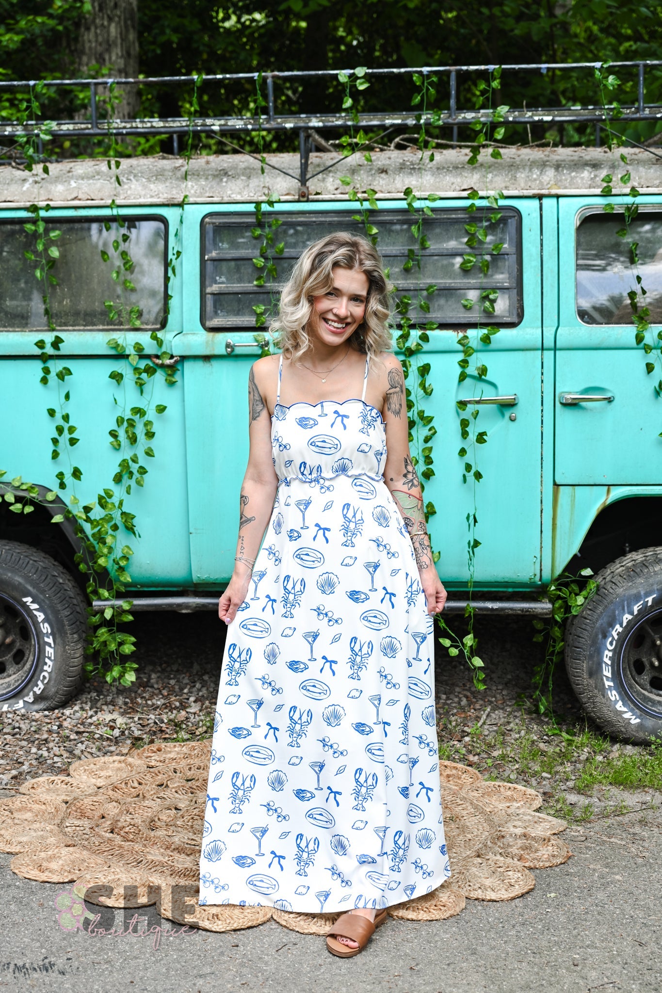 Scalloped Sea Midi Dress - She Chester