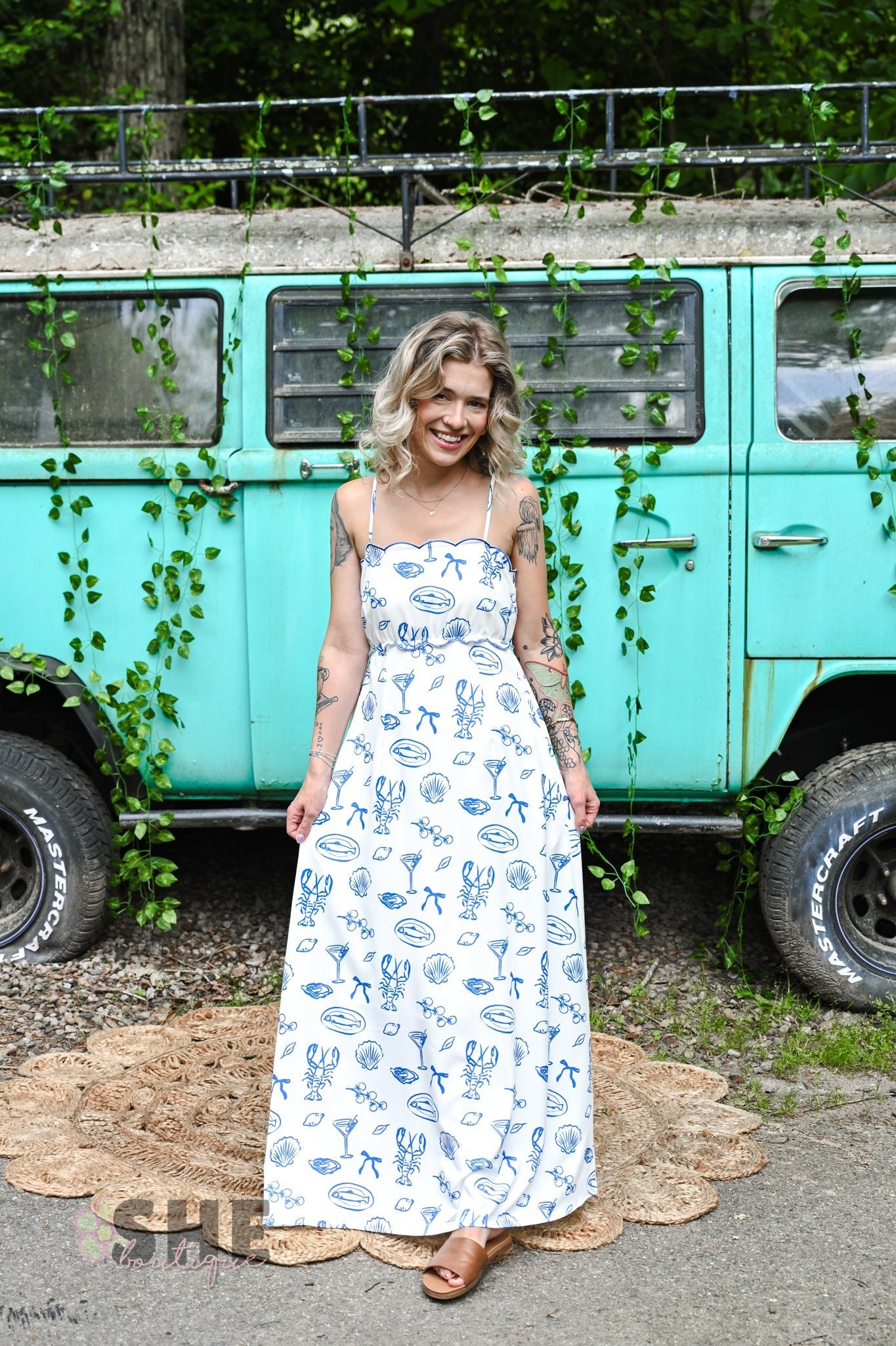 Scalloped Sea Midi Dress - She Chester