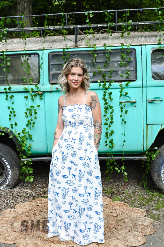 Scalloped Sea Midi Dress - She Chester