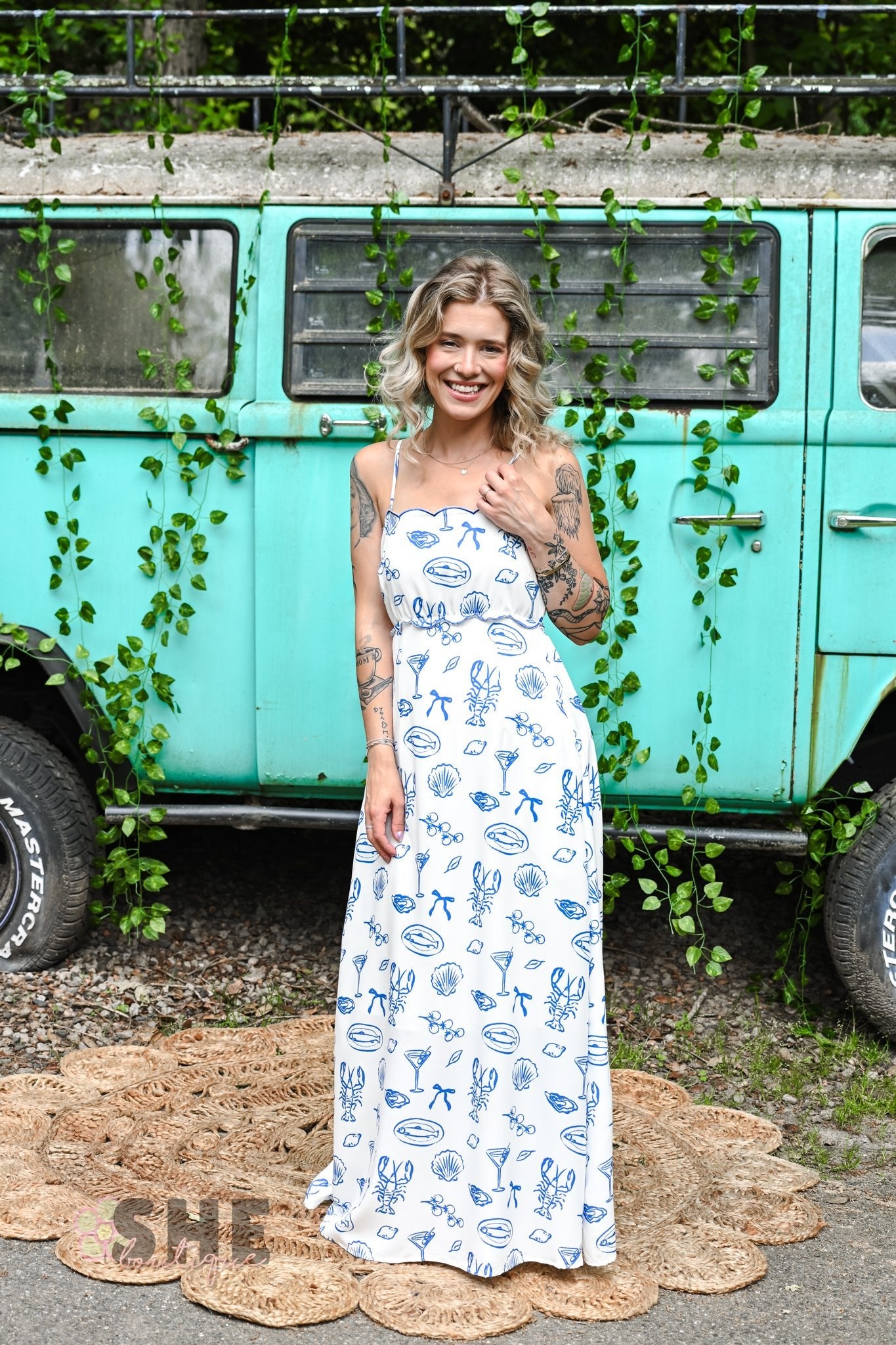 Scalloped Sea Midi Dress - She Chester