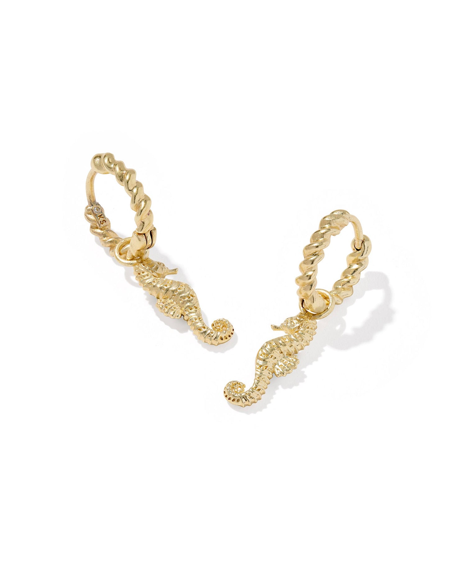 SEAHORSE HUGGIE EARRINGS GOLD METAL - She Chester