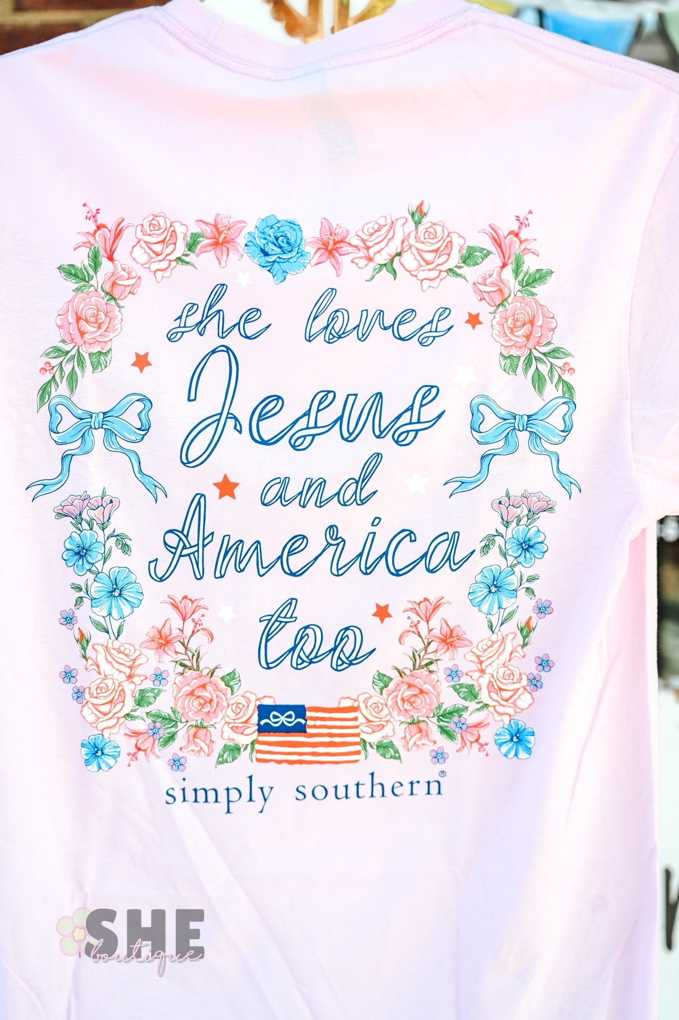 She Loves Jesus and America Tee - She Chester