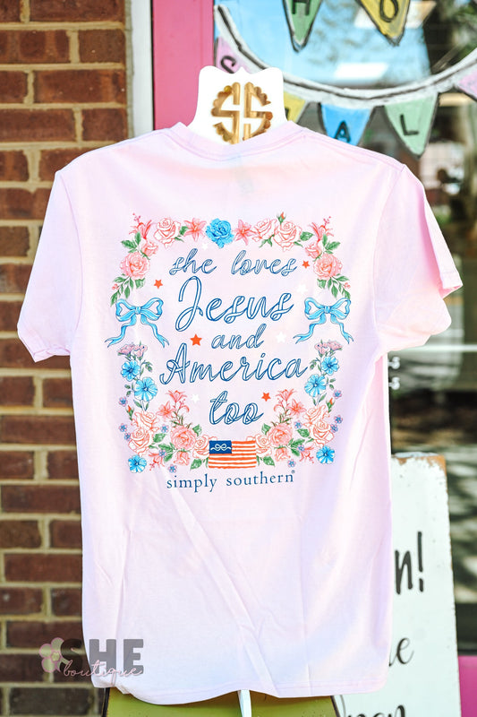 She Loves Jesus and America Tee - She Chester