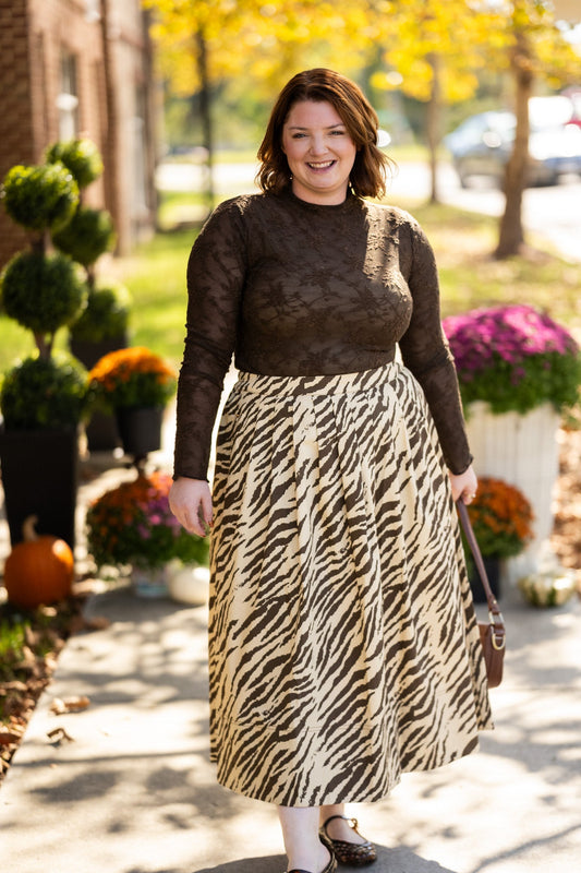 Sherah Brown Lace Long Sleeve - She Chester