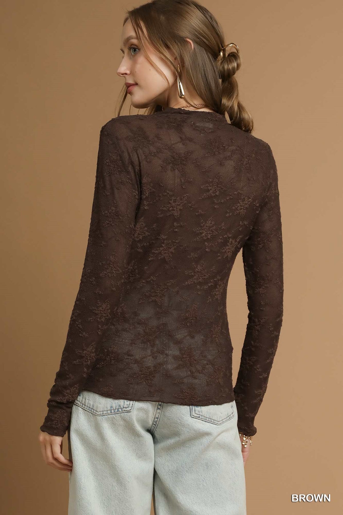 Sherah Brown Lace Long Sleeve - She Chester