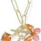 Bianca Butterfly Charm Necklace Gold Orange Mix