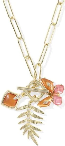 Bianca Butterfly Charm Necklace Gold Orange Mix
