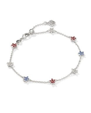 Sierra Star Crystal Delicate Bracelet Silver Red White Blue Mix - She Chester
