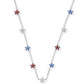 Sierra Star Crystal Strand Necklace Rhodium Red White Blue Mix - She Chester