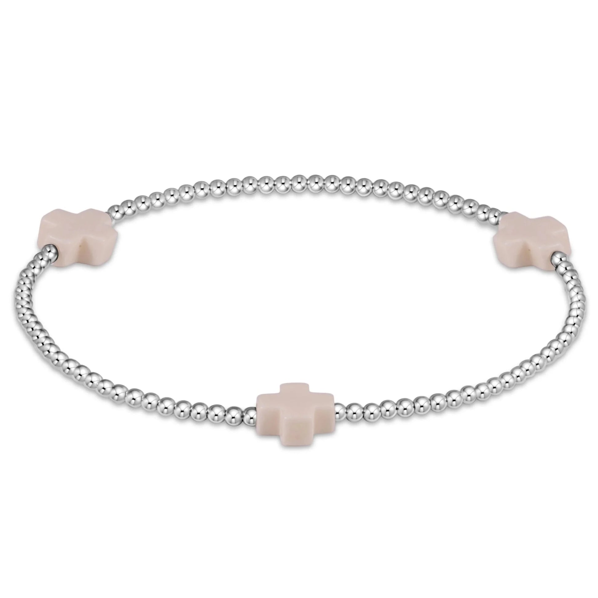 Signature Cross 2mm Silver - Off White - She Chester