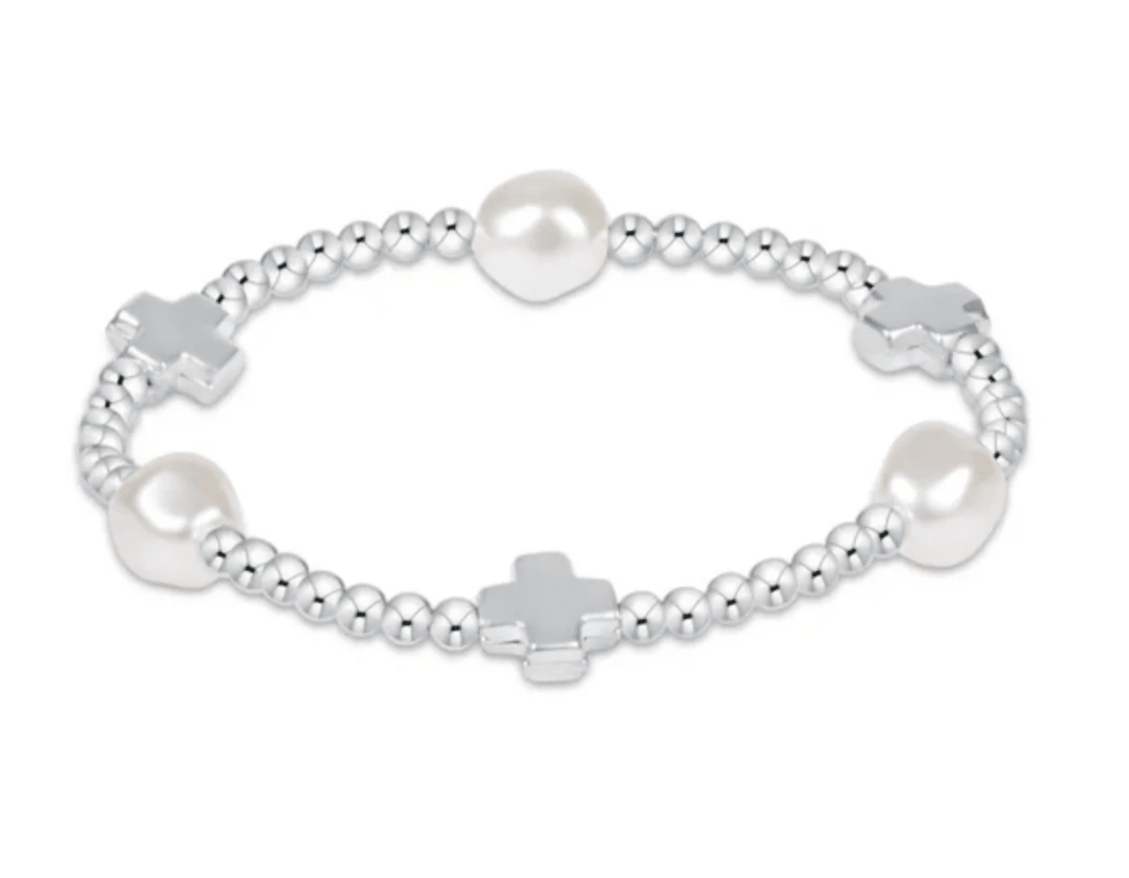 Signature Cross Admire Pearl Pattern 3mm Bead Bracelet - Sterling - She Chester