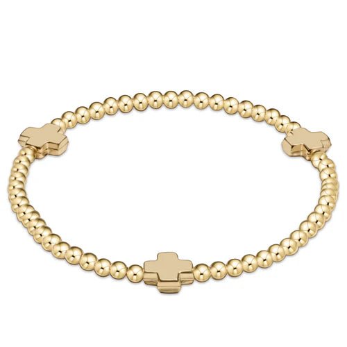 Signature Cross Gold 3mm Bracelet - She Chester