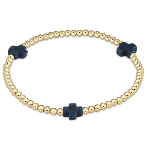 Signature Cross Gold 3mm Navy - She Chester