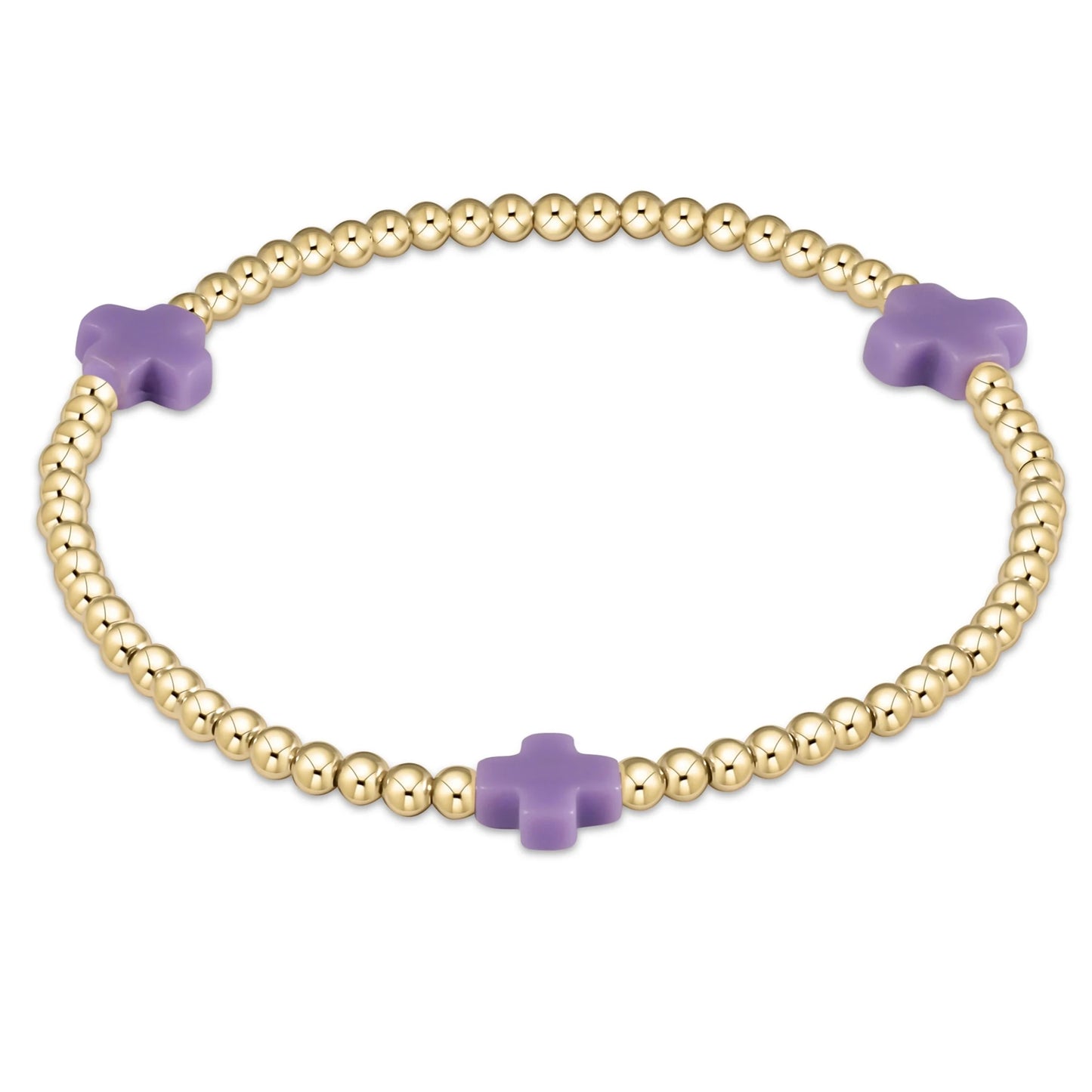 Signature Cross Gold 3mm Purple Bracelet - She Chester