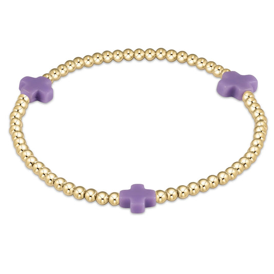Signature Cross Gold 3mm Purple Bracelet - She Chester
