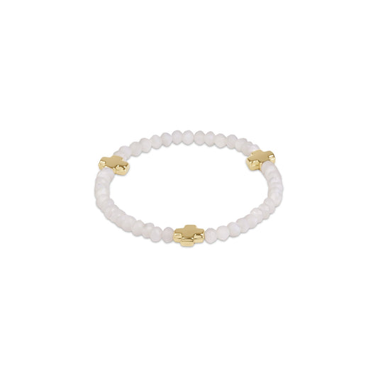 Signature Cross Gold 4mm Gemstone Bracelet - Mother Of Pearl - She Chester