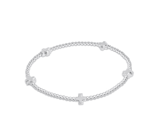 Signature Cross Small Sterling Silver 2mm Bead Bracelet - She Chester