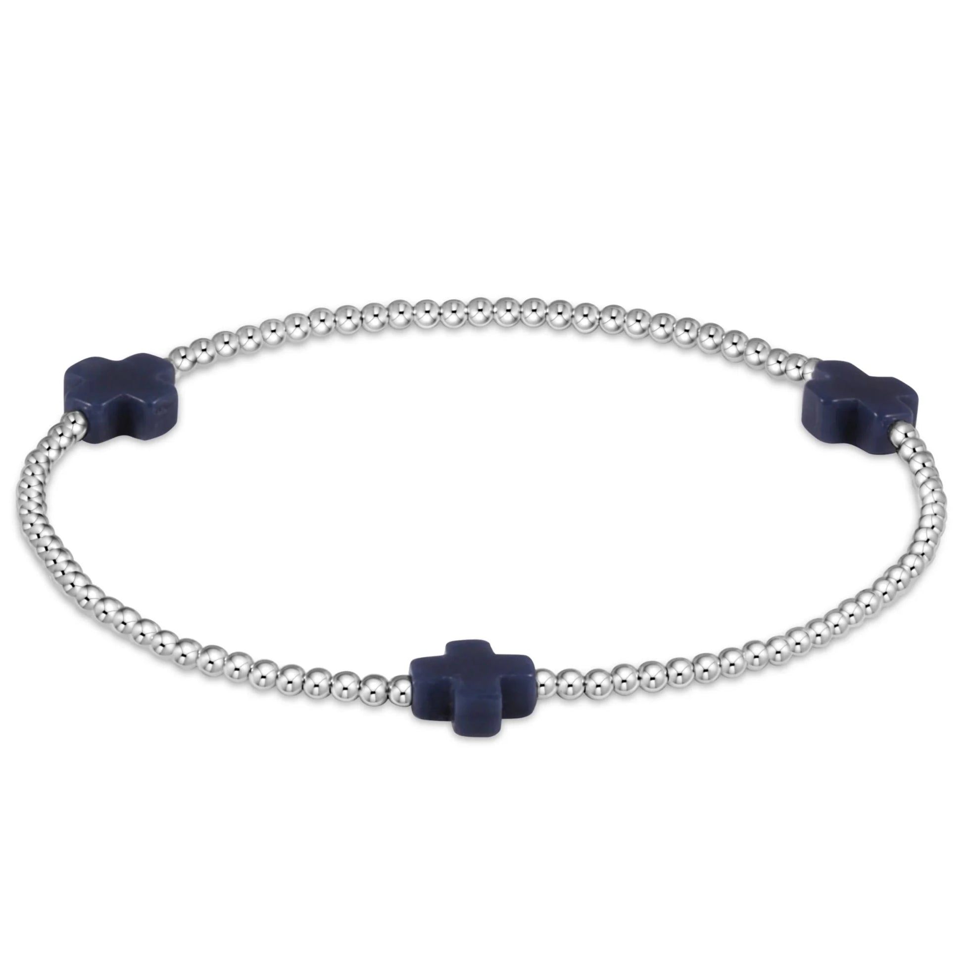 Signature Cross Sterling 2mm Navy - She Chester