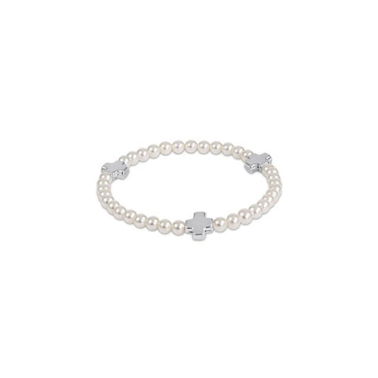 Signature Cross Sterling Pearl Pattern 4mm Bead Bracelet - She Chester