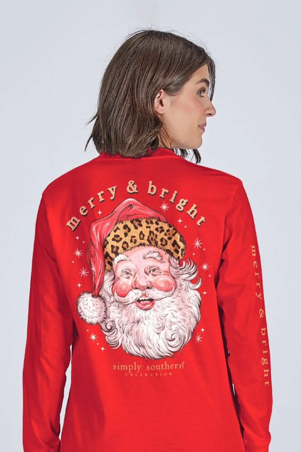 Leopard Hat Santa LS Tee
