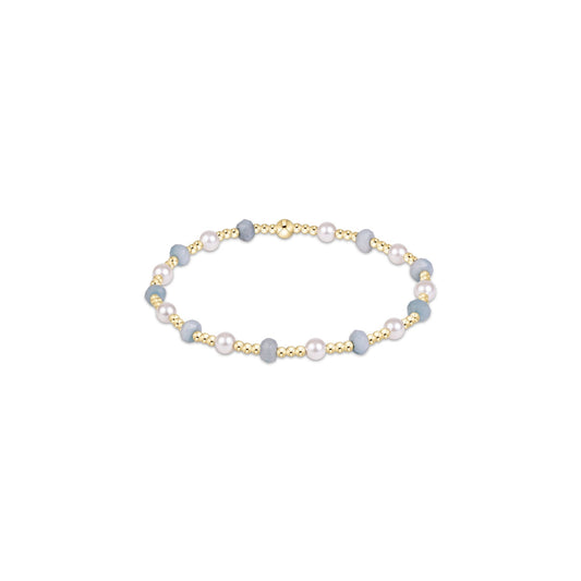 Sincerity Gemstone & Pearl 4mm Bracelet - Aquamarine - She Chester