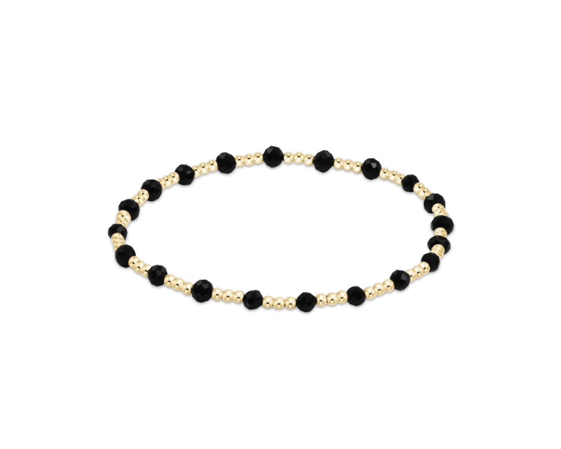 Sincerity Gold 3MM Bracelet - Faceted Onyx - She Chester
