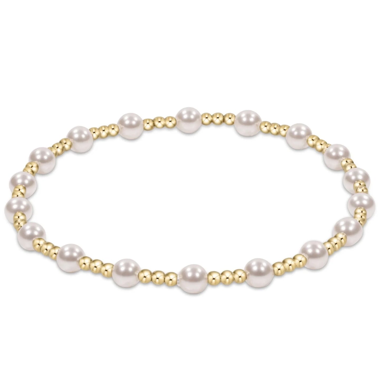 Classic Sincerity Pattern Sterling 4mm Bead Bracelet - Pearl