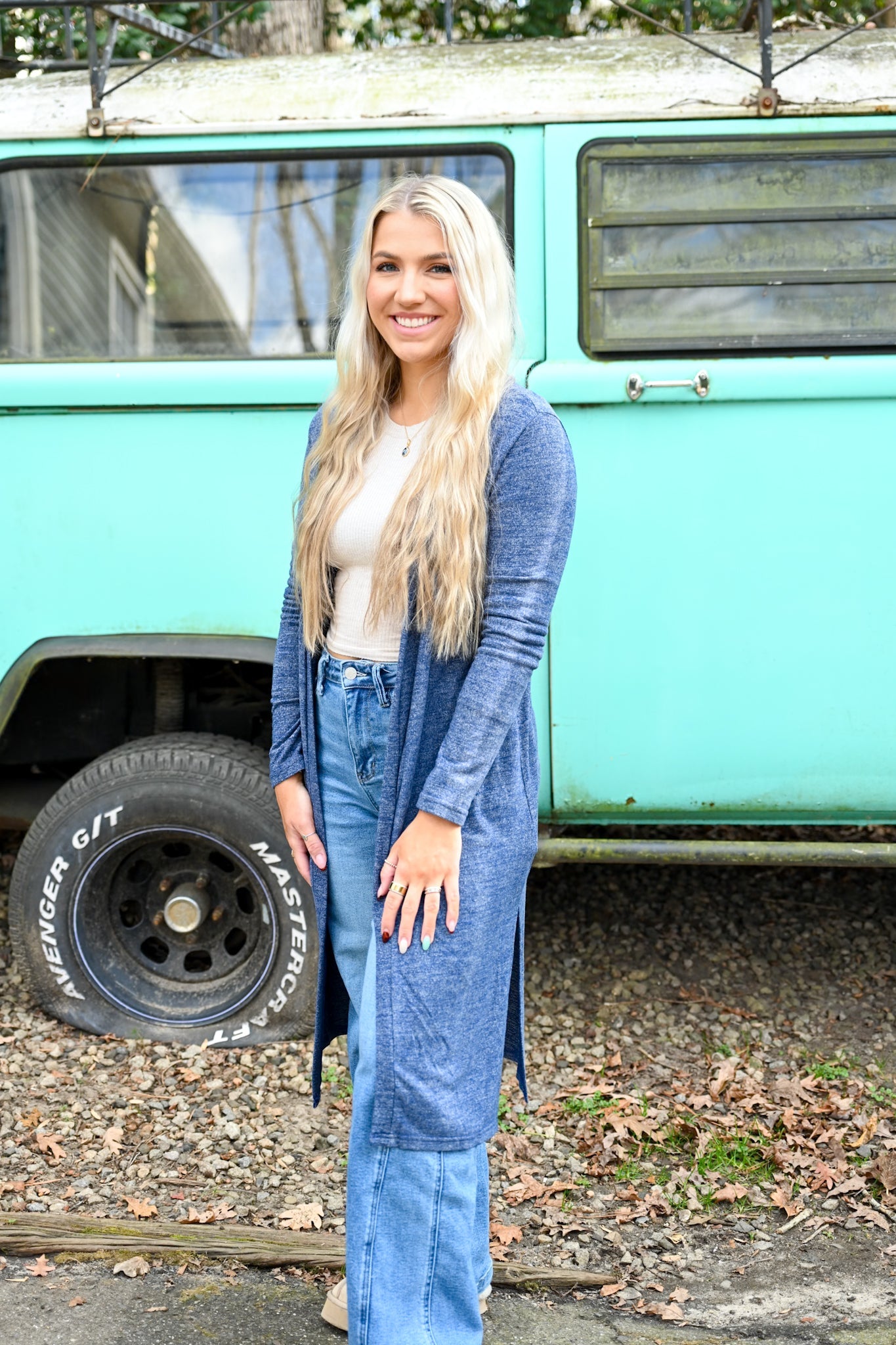 Slate Blue Knit Cardigan - She Chester