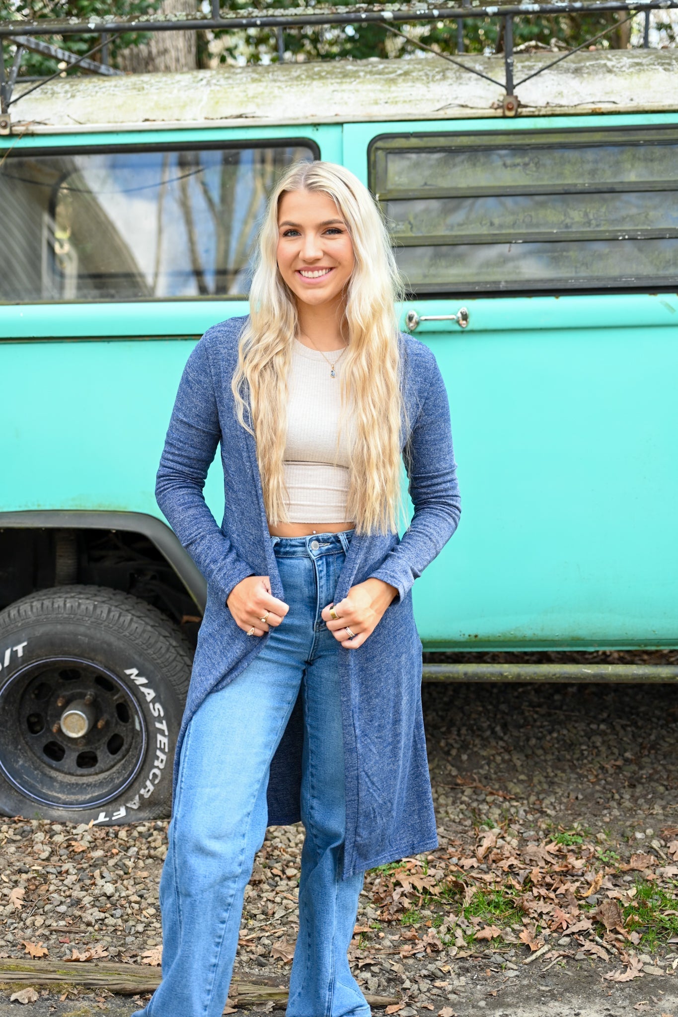 Slate Blue Knit Cardigan - She Chester