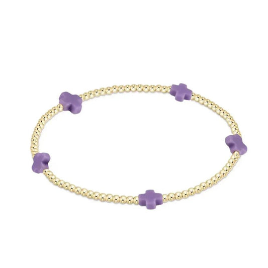 Small Signature Cross Gold 2mm Purple - She Chester