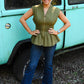Snatched Olive Zip Top - She Chester