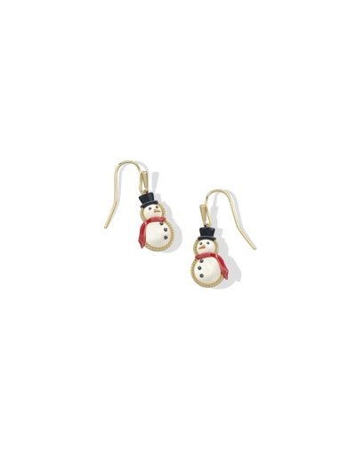 Snowman Drop Earrings - Gold Ivory Mother Of Pearl - She Chester