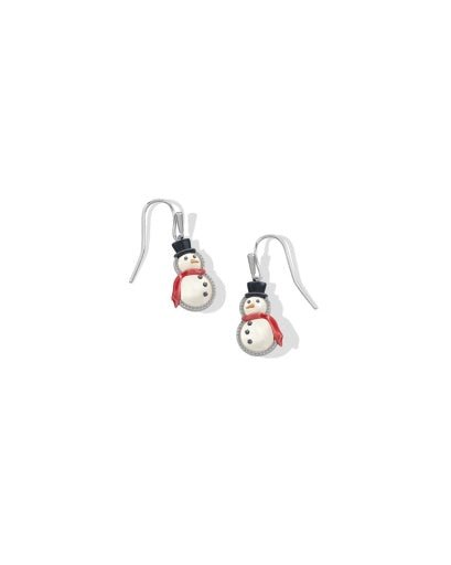 Snowman Drop Earrings - Silver Ivory Mother Of Pearl - She Chester