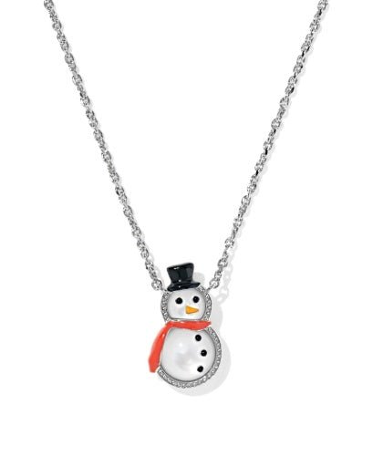 Snowman Short Pendant Necklace - Silver Ivory Mother Of Pearl - She Chester