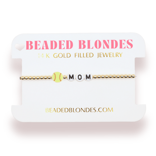 Softball Mom Bracelet: Standard 6.75 / Gold - She Chester