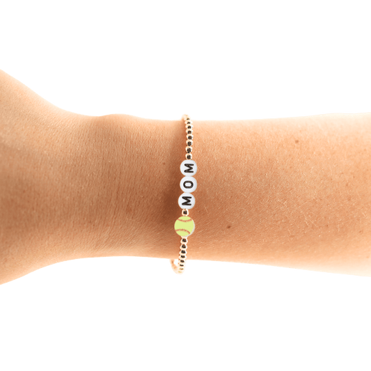 Softball Mom Bracelet: Standard 6.75 / Gold - She Chester